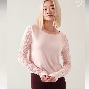 Athleta Women's All Around Ruches Blush Long Sleeve Top